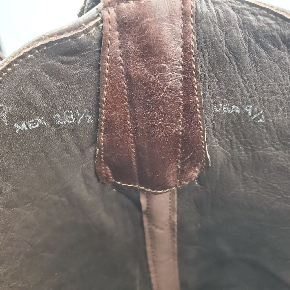 JW Ranch Leon Mexico crafted mens 9.5 brown suede bull neck cowboy western boots - Picture 13 of 16